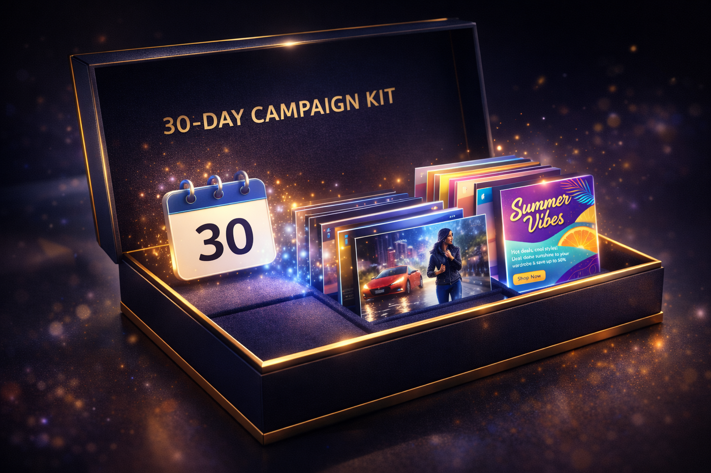 30‑Day AI Content Pack & Campaign Kit: Calendar, Templates & Resizing