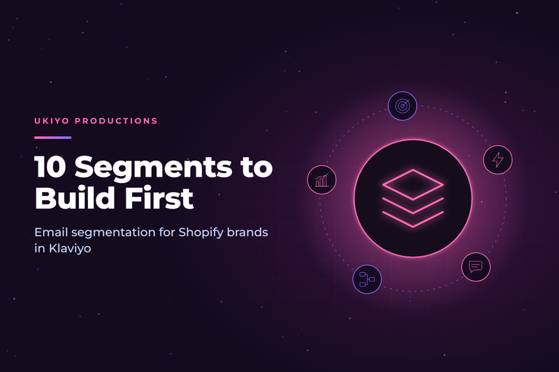 Cover graphic with a layered stack icon for a guide to the first 10 Klaviyo email segments for ecommerce brands