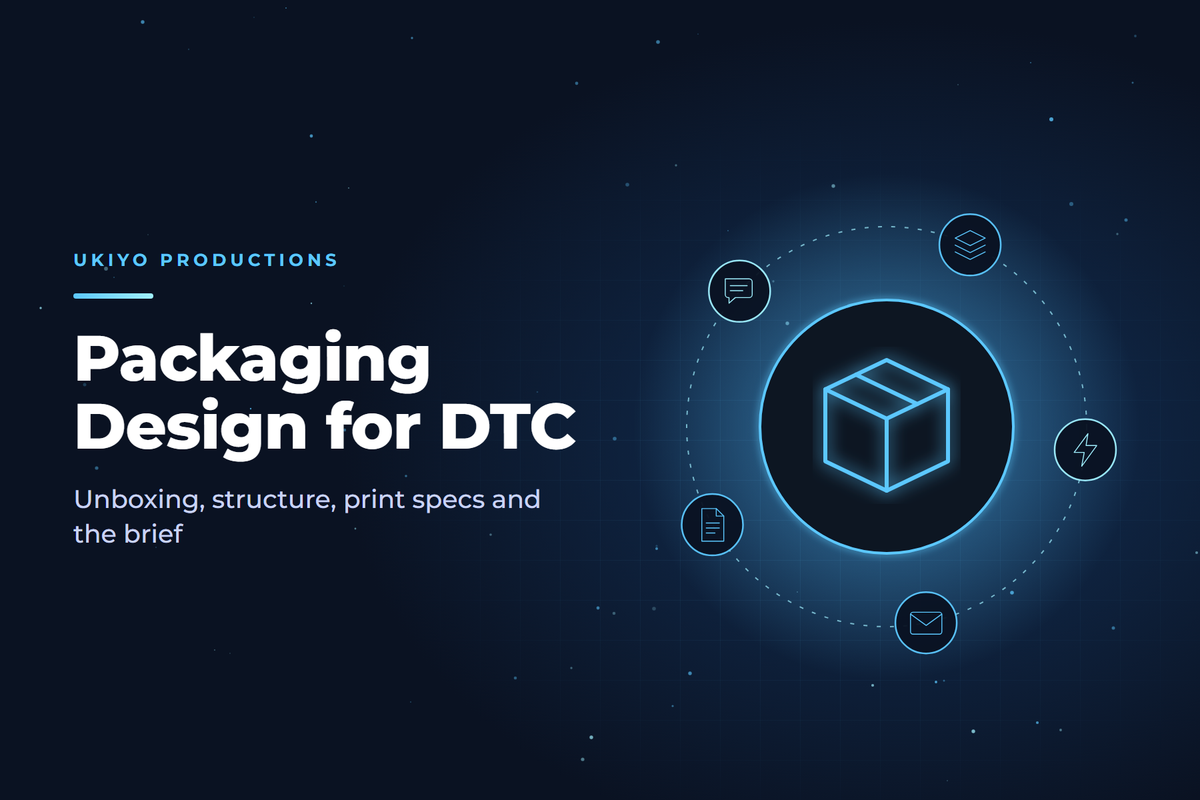Cover graphic with an open shipping box and printed inserts, illustrating packaging design for small DTC businesses