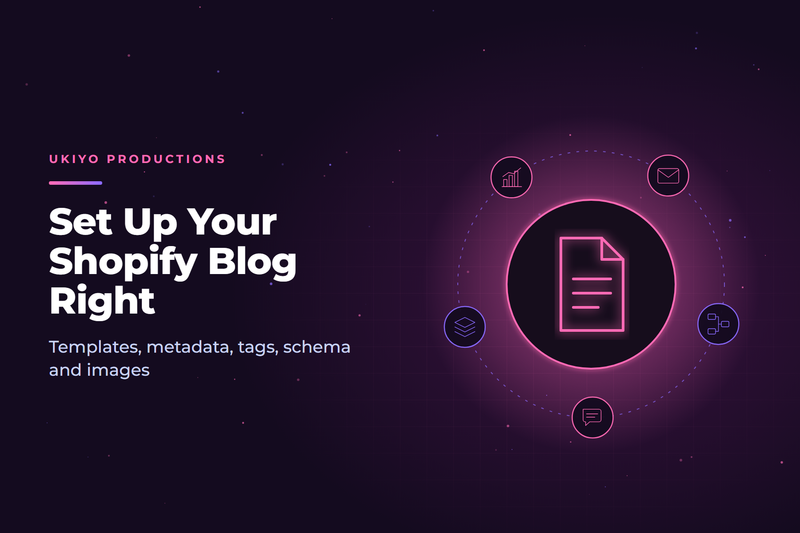 Cover graphic with a document icon and the headline Set Up Your Shopify Blog, about Shopify blog SEO configuration