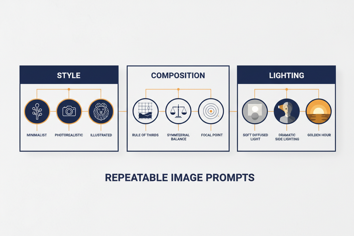 How to Create Repeatable Image Prompts (Style, Composition, Lighting) That Actually Match