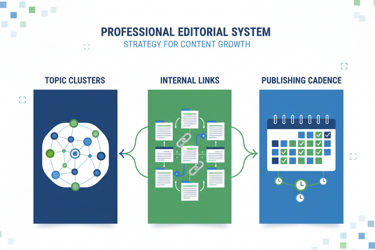 The SEO Editorial System: Topic Clusters, Internal Links, and Publishing Cadence