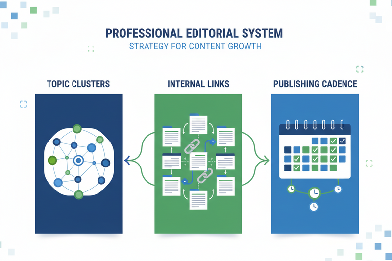 The SEO Editorial System: Topic Clusters, Internal Links, and Publishing Cadence
