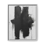 Abstract Movement: Bold Black Brushstrokes on Gray - Fine Art Print