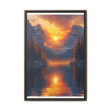 Golden Hour Majesty: Serene Mountain Lake Landscape Art Print
