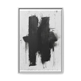 Abstract Movement: Bold Black Brushstrokes on Gray - Fine Art Print