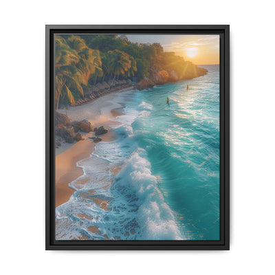 Tropical Beach Golden Hour - Vibrant Aerial View Art Print