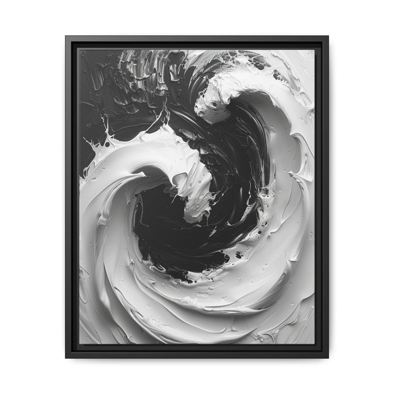 Monochrome Yin-Yang Swirl - Modern Art Impasto Print