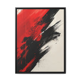 Abstract Chaos: Red & Black Brushstrokes on White - Premium Art Print