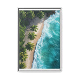 Golden Hour Escape: Tropical Beach Aerial View - Premium Art Print