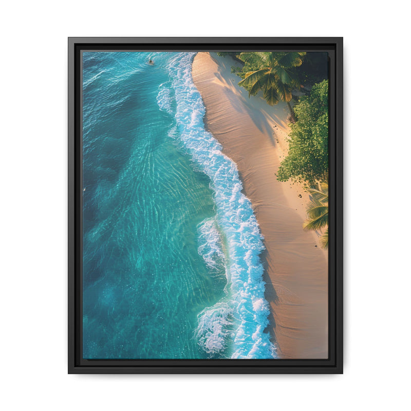 Golden Hour Serenity: Vibrant Tropical Beach Aerial Art Print