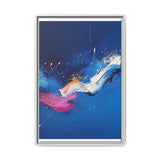 Pollock-Inspired Abstract White Splatter on Blue - Museum Grade Print