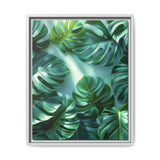 Floating Monstera Leaves Art Print - Serene Nature Illustration