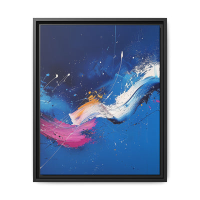 Pollock-Inspired Abstract White Splatter on Blue - Museum Grade Print