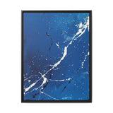 Dynamic Pollock-Inspired White Splatter on Blue - Fine Art Print