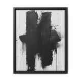 Abstract Movement: Bold Black Brushstrokes on Gray - Fine Art Print