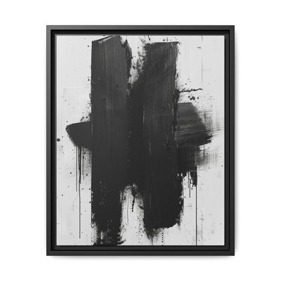 Abstract Movement: Bold Black Brushstrokes on Gray - Fine Art Print