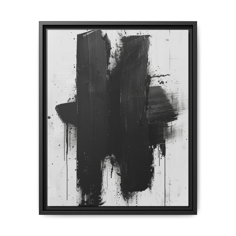 Abstract Movement: Bold Black Brushstrokes on Gray - Fine Art Print