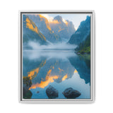 Golden Hour Tranquility: Mountain Lake Art Print