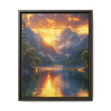 Golden Hour Majesty: Towering Mountains & Crystal Lake Art Print
