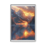Golden Hour Majesty: Mountain & Lake Landscape Art Print