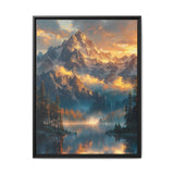 Golden Hour Majesty: Serene Mountains & Crystal Lake Art Print
