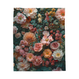 Vintage Floral Elegance Velveteen Blanket - Soft Sage & Pink
