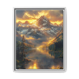 Golden Hour Serenity: Mountains & Lake Landscape Fine Art Print