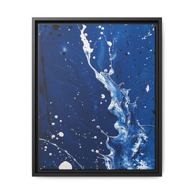 Expressionist Splendor: White on Blue - Pollock-Inspired Art Print