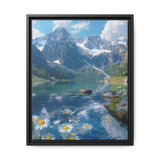 Golden Hour Tranquility - Majestic Mountains & Misty Lake Art