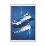 Pollock-Inspired White Splatter on Blue - Abstract Art Print