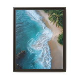 Golden Hour Serenity: Vibrant Beach Aerial View - Premium Art Print
