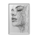 Japandi Minimalist One-Line Portrait Art Print - Ink on Canvas