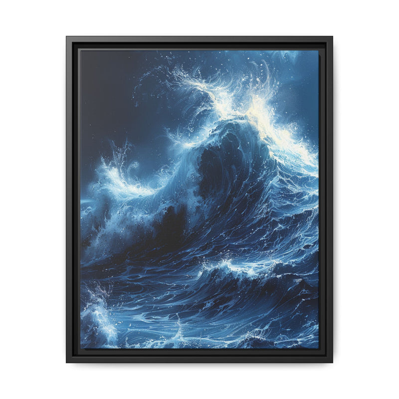Midnight Waves - Glittering Ocean Swirls Premium Art Print
