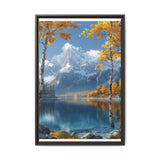 Golden Hour Serenity: Majestic Mountains & Misty Lake Art Print