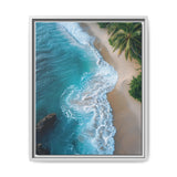 Golden Hour Serenity: Vibrant Beach Aerial View - Premium Art Print