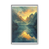 Golden Hour Serenity: Luminous Mountain & Lake Landscape Print