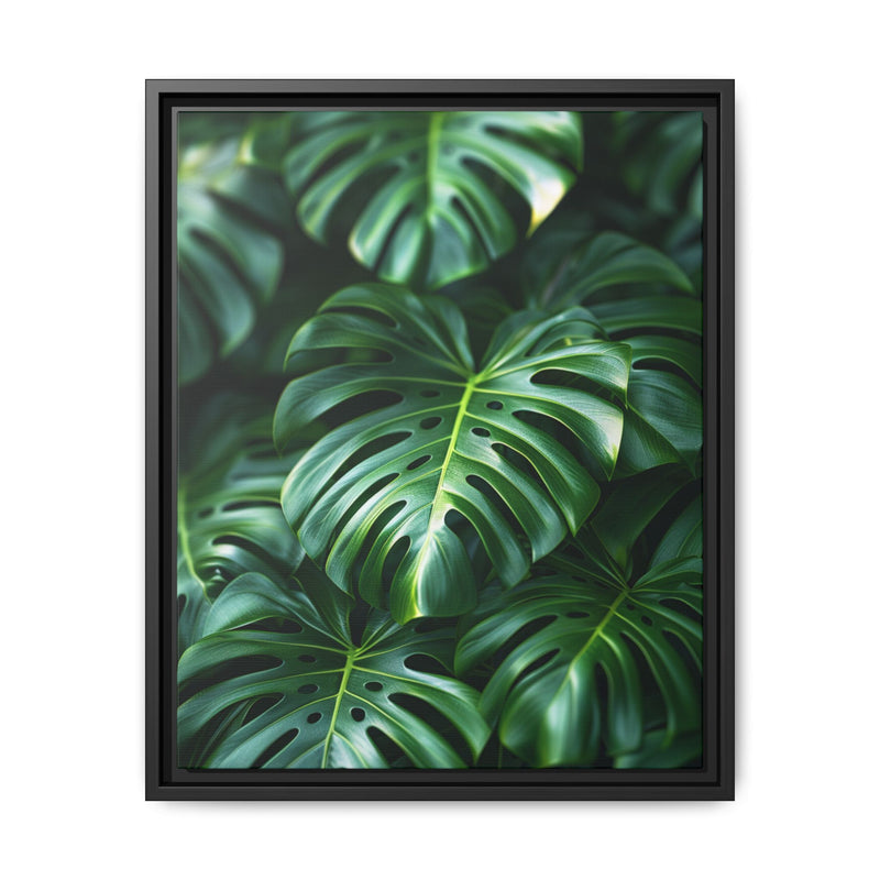 Floating Monstera Leaves Art Print - Serene Nature Elegance