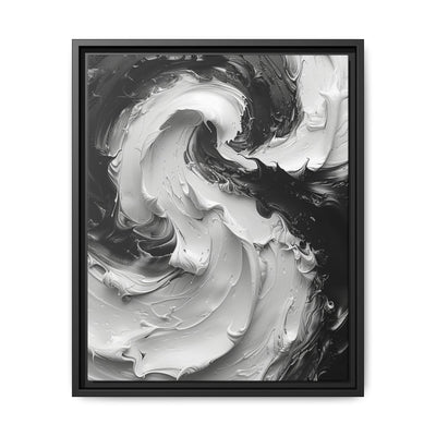 Monochrome Yin-Yang Swirls: Abstract Impasto Art Print