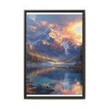 Golden Hour Serenity: Majestic Mountains & Misty Lake Print