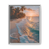 Tropical Serenity: Golden Hour Beach Aerial View - Vibrant Print