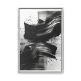 Abstract Elegance: Dynamic Black & White Brush Stroke Canvas Art