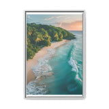 Tropical Serenity: Golden Hour Beach Aerial View - Museum Print