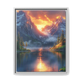 Golden Hour Serenity: Majestic Mountain & Lake Art Print
