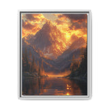 Golden Hour Majesty: Serene Lake and Mountain Landscape Print