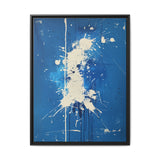 Pollock-Inspired White Chaos on Blue - Abstract Art Print