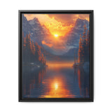 Golden Hour Majesty: Serene Mountain Lake Landscape Art Print