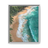 Tropical Serenity: Golden Hour Beach Aerial View, Fine Art Print