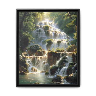 Enchanted Forest Waterfall - Vibrant Nature Scene Art Print