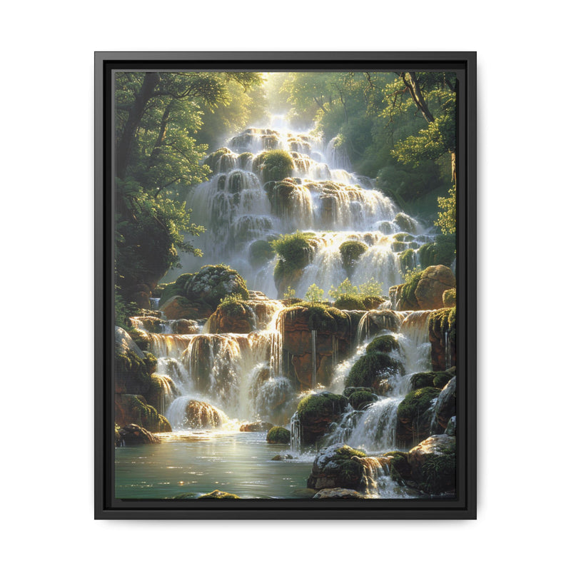 Enchanted Forest Waterfall - Vibrant Nature Scene Art Print